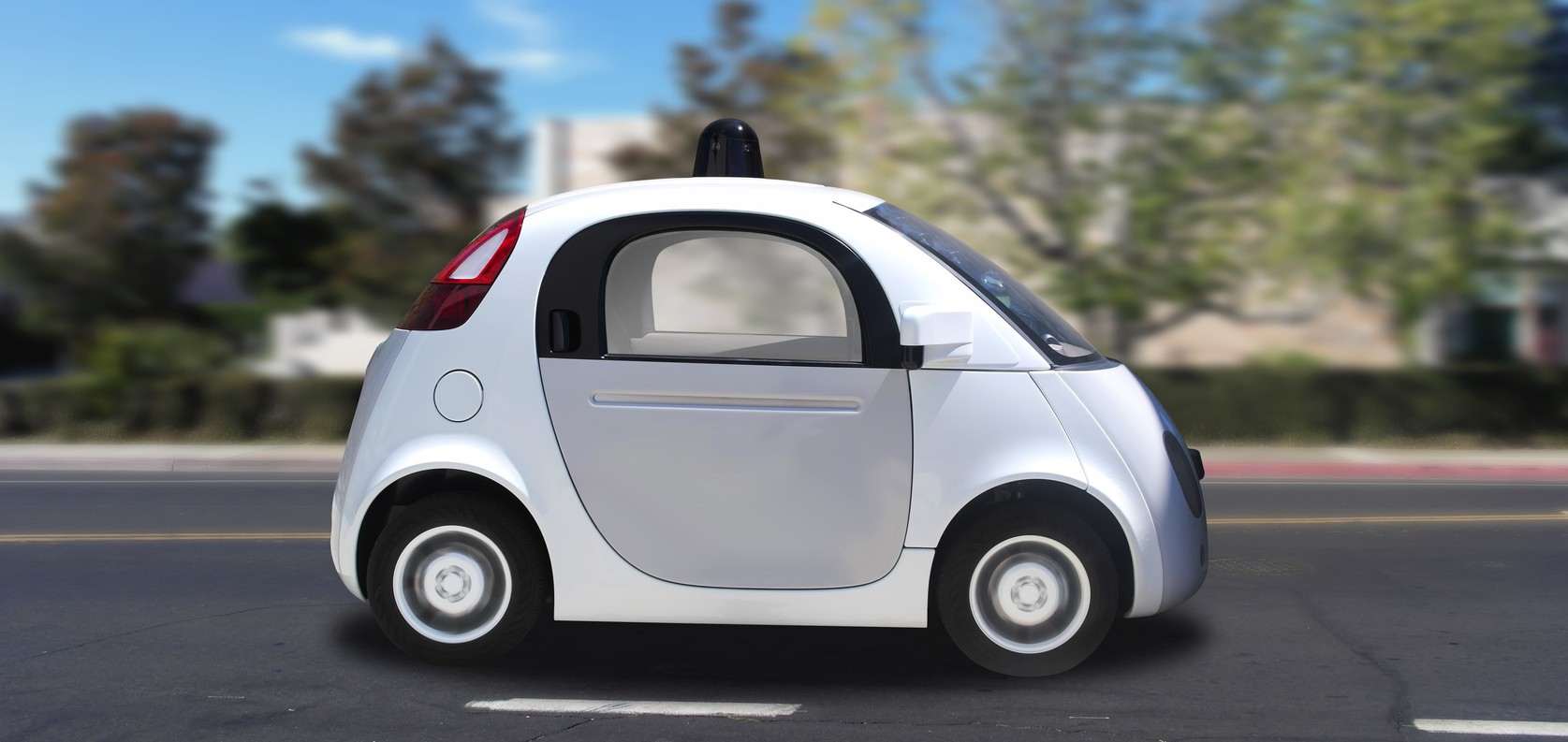 Autonomous self-driving driverless vehicle on the road